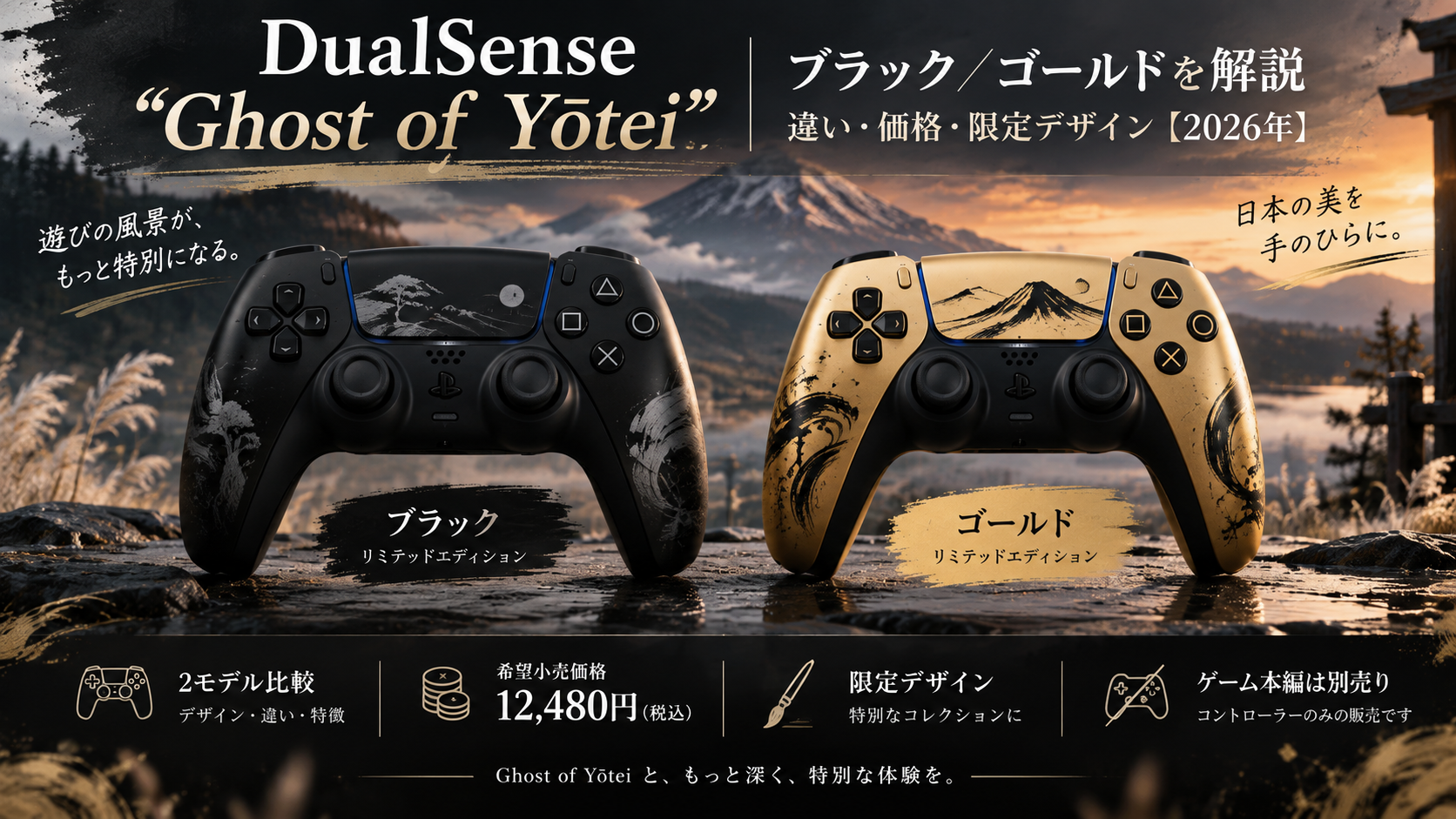 DualSense Ghost of Yōtei ブラックとゴールド限定モデルの違い・価格を解説する2026年版ガイド